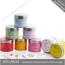 Lovely luxury scented soy wax customized candle in tin luxury candle jars