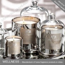 Extravagant High Quality Sliver Custom Glass Jar Scented Candle with Dome