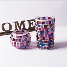 luxury Multi Color Fashionable European Style Glass Mosaic Candle Holder Candle Stand Tea Light Candle Holder