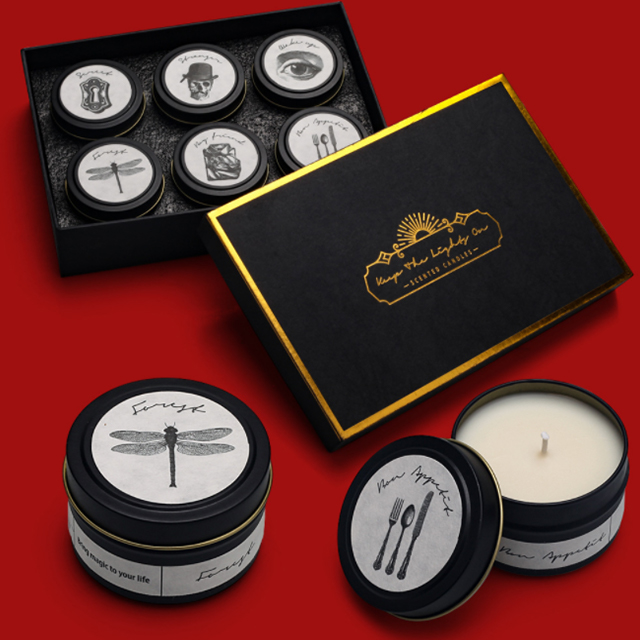 Nordic fashion black scented candle tin with high-grade wedding gift luxury gift candle set